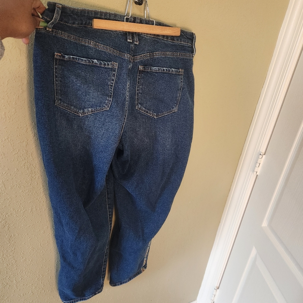 Knox Rose Women's Distressed Blue Jeans with Colorful Embtoidered Side Stripes. - Picture 3 of 6